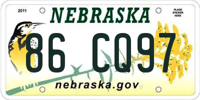 NE license plate 86CQ97