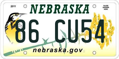 NE license plate 86CU54