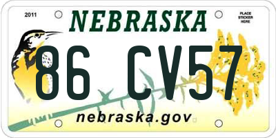 NE license plate 86CV57