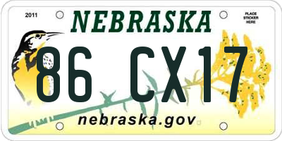 NE license plate 86CX17