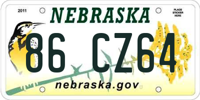 NE license plate 86CZ64