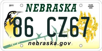 NE license plate 86CZ67