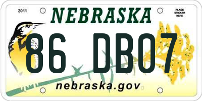 NE license plate 86DB07