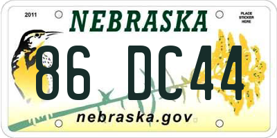 NE license plate 86DC44