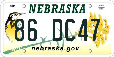 NE license plate 86DC47