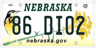 NE license plate 86DI02