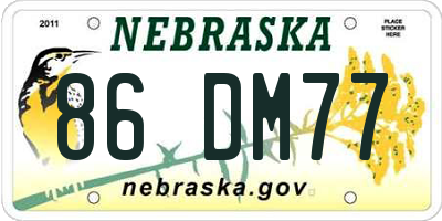 NE license plate 86DM77