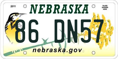 NE license plate 86DN57