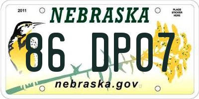 NE license plate 86DP07