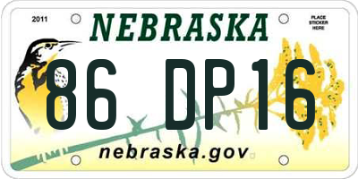 NE license plate 86DP16