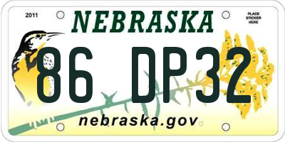 NE license plate 86DP32