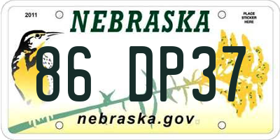NE license plate 86DP37
