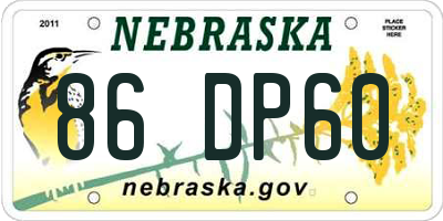 NE license plate 86DP60