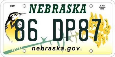 NE license plate 86DP87