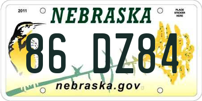 NE license plate 86DZ84