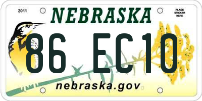 NE license plate 86EC10