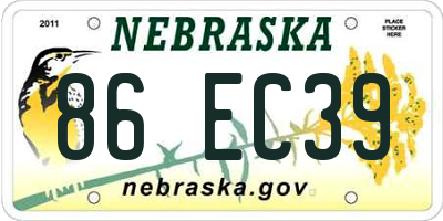 NE license plate 86EC39