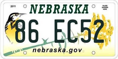 NE license plate 86EC52
