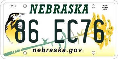 NE license plate 86EC76