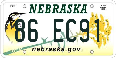 NE license plate 86EC91