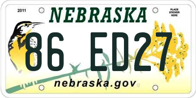 NE license plate 86ED27