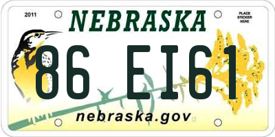NE license plate 86EI61