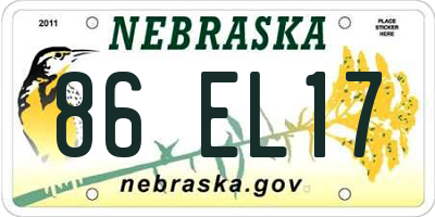 NE license plate 86EL17