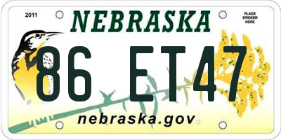 NE license plate 86ET47