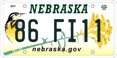 NE license plate 86FI11