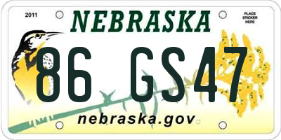 NE license plate 86GS47