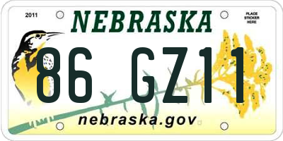 NE license plate 86GZ11