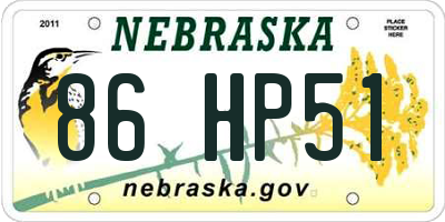 NE license plate 86HP51