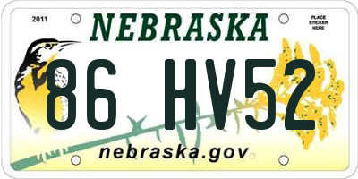 NE license plate 86HV52
