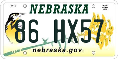 NE license plate 86HX57