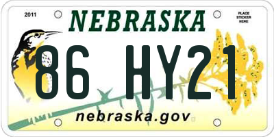 NE license plate 86HY21