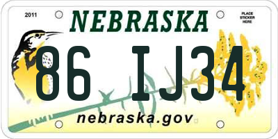 NE license plate 86IJ34