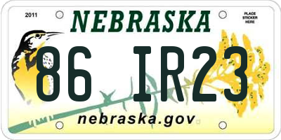 NE license plate 86IR23