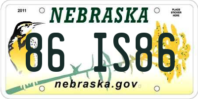 NE license plate 86IS86