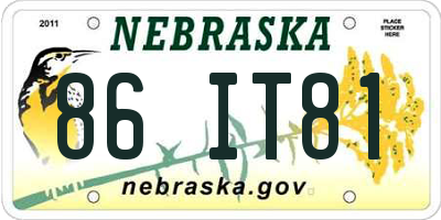 NE license plate 86IT81
