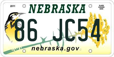 NE license plate 86JC54