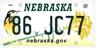 NE license plate 86JC77