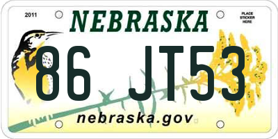 NE license plate 86JT53