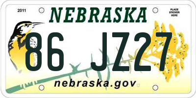NE license plate 86JZ27