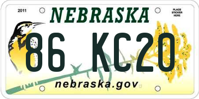 NE license plate 86KC20