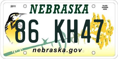 NE license plate 86KH47