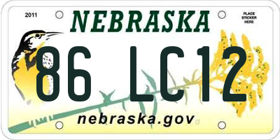 NE license plate 86LC12