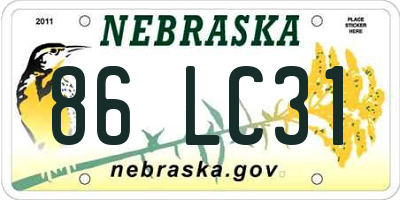 NE license plate 86LC31