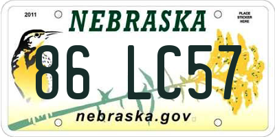 NE license plate 86LC57
