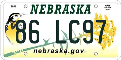NE license plate 86LC97