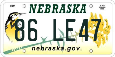 NE license plate 86LE47